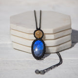 Blue Labradorite & Rutilated Quartz Mystic Duet Necklace