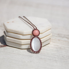 rainbow moonstone pink opal mystic duet necklace