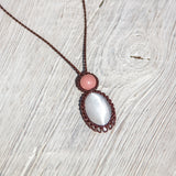 Selenite & Pink Opal Mystic Duet necklace
