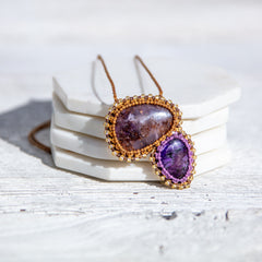 Super Seven with Sugilite Stone Shining Crown Necklace