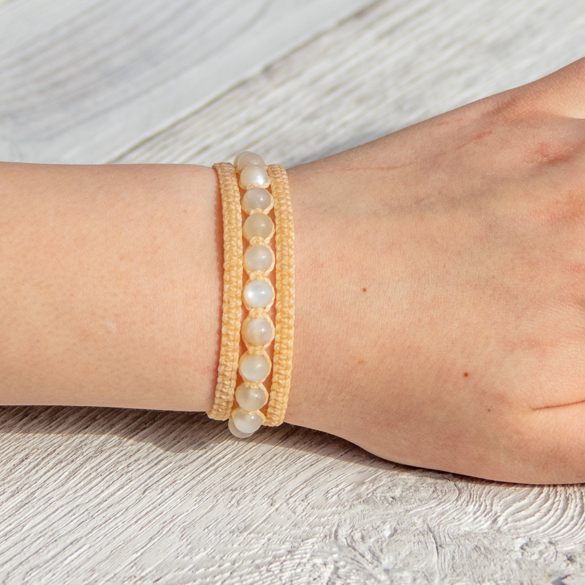 white moonstone earthy embrace bracelet piece