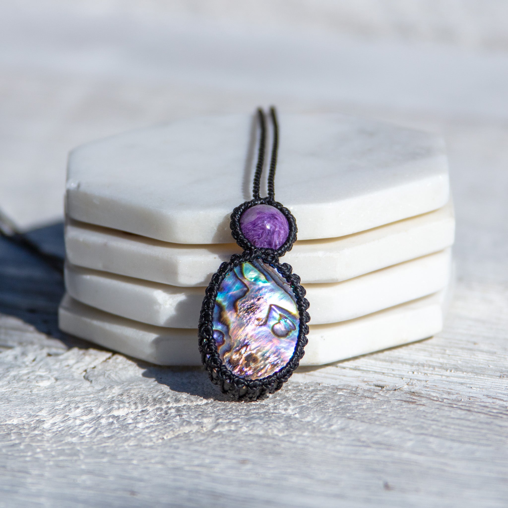 abalone charoite necklace