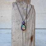 abalone charoite gemstone choker necklace
