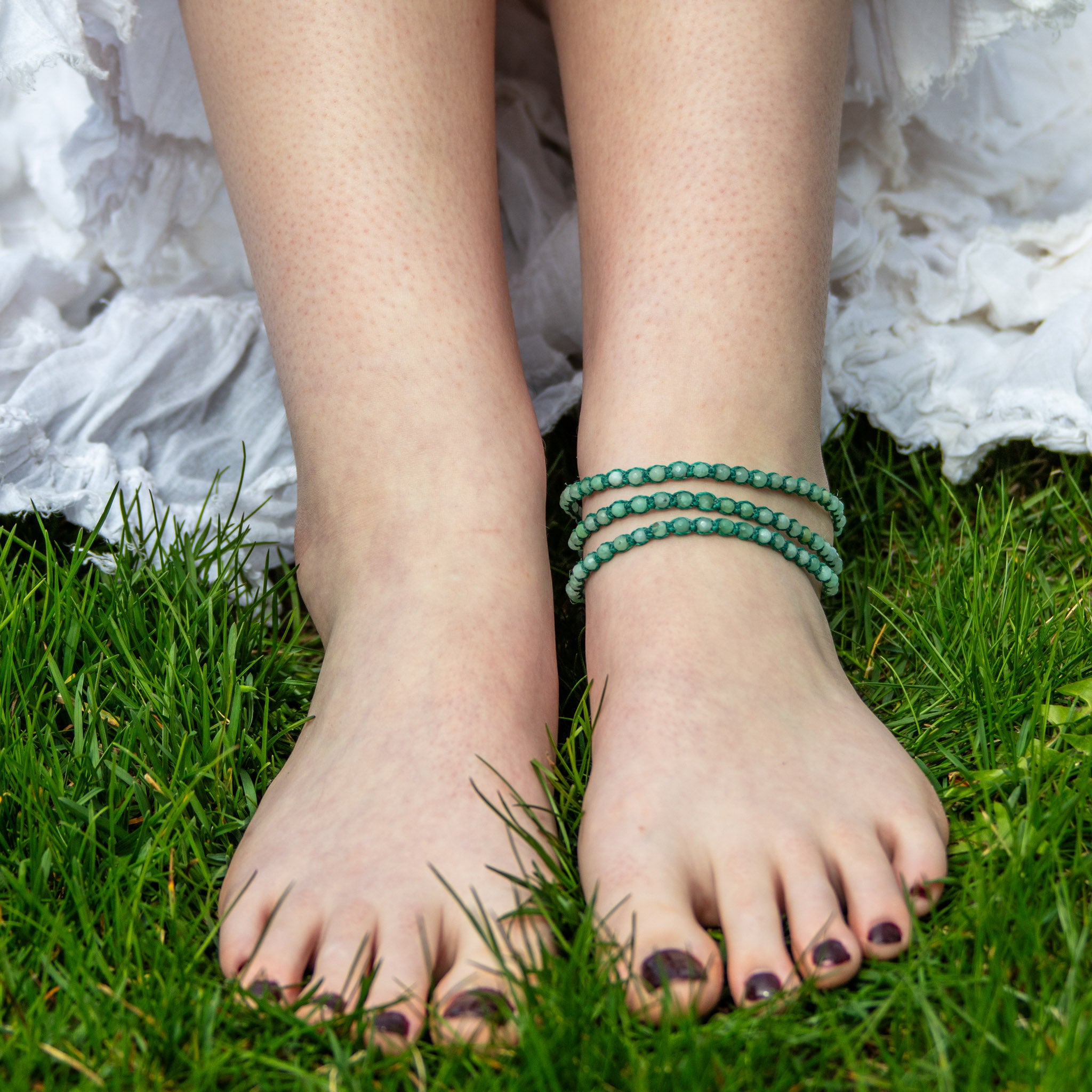 burmese jade gemstone anklet