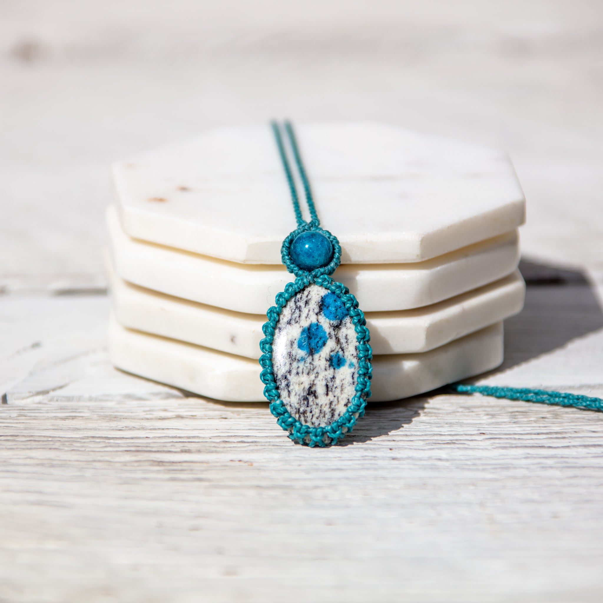 K2 Jasper and Apatite Gemstones Necklace