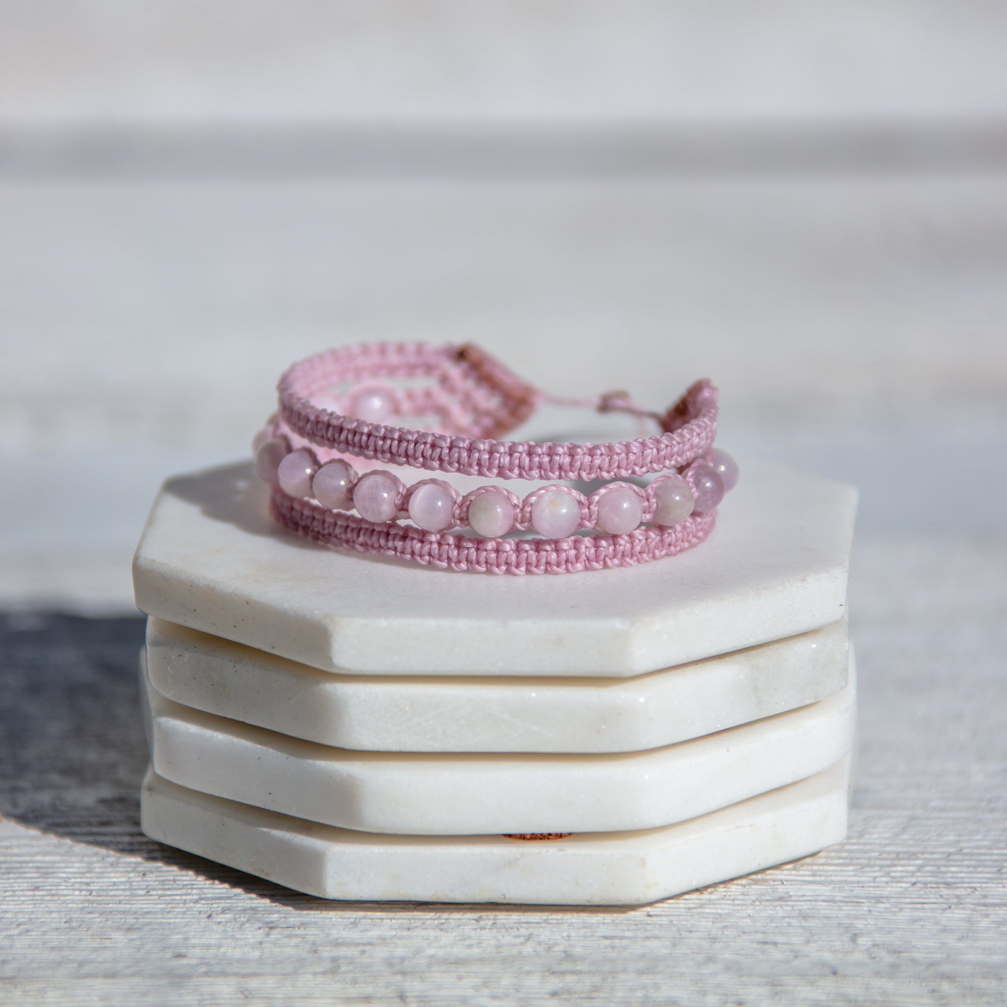 kunzite crystal earthy embrace bracelet