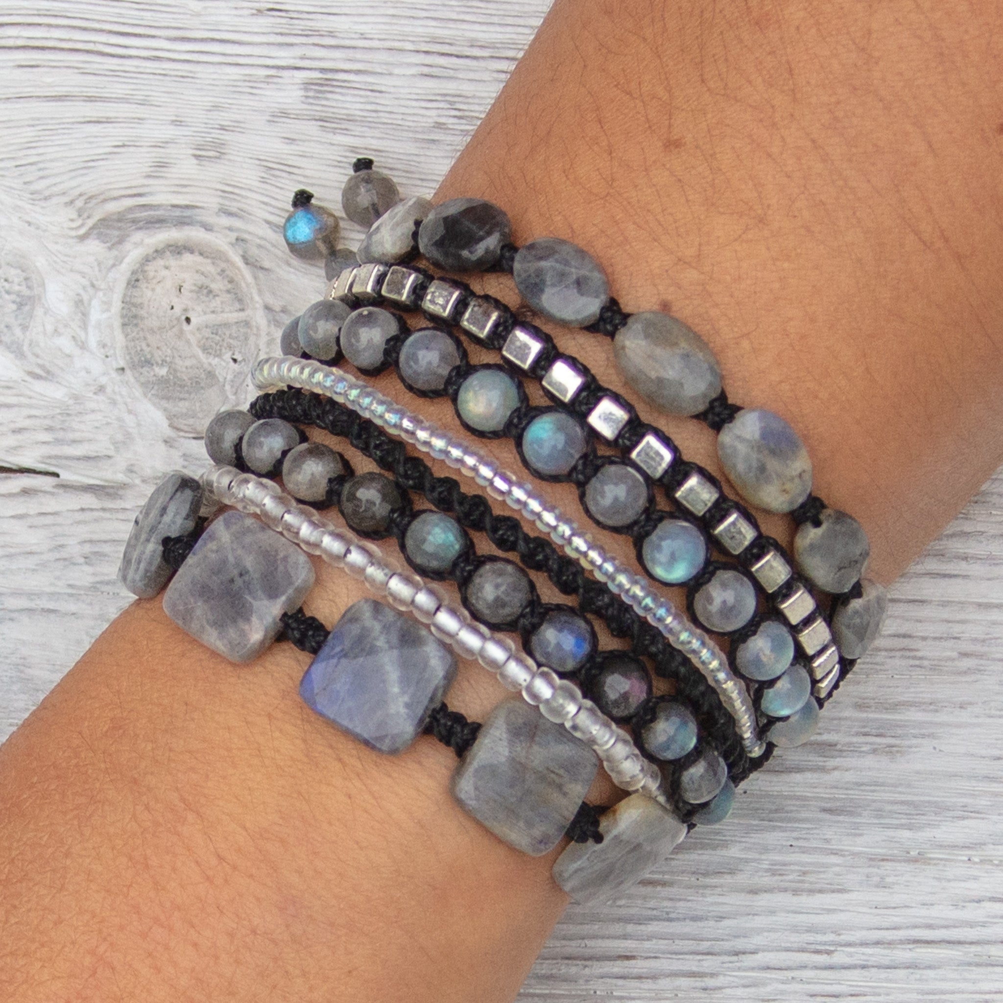 labradorite never too much gemstone bracelet