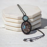 Larvikite & Aquamarine Mystic Duet Necklace