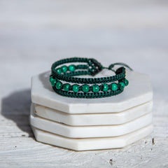malachite stone earthy embrace bracelet 