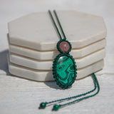 Malachite & Strawberry Quartz Mystic Duet necklace