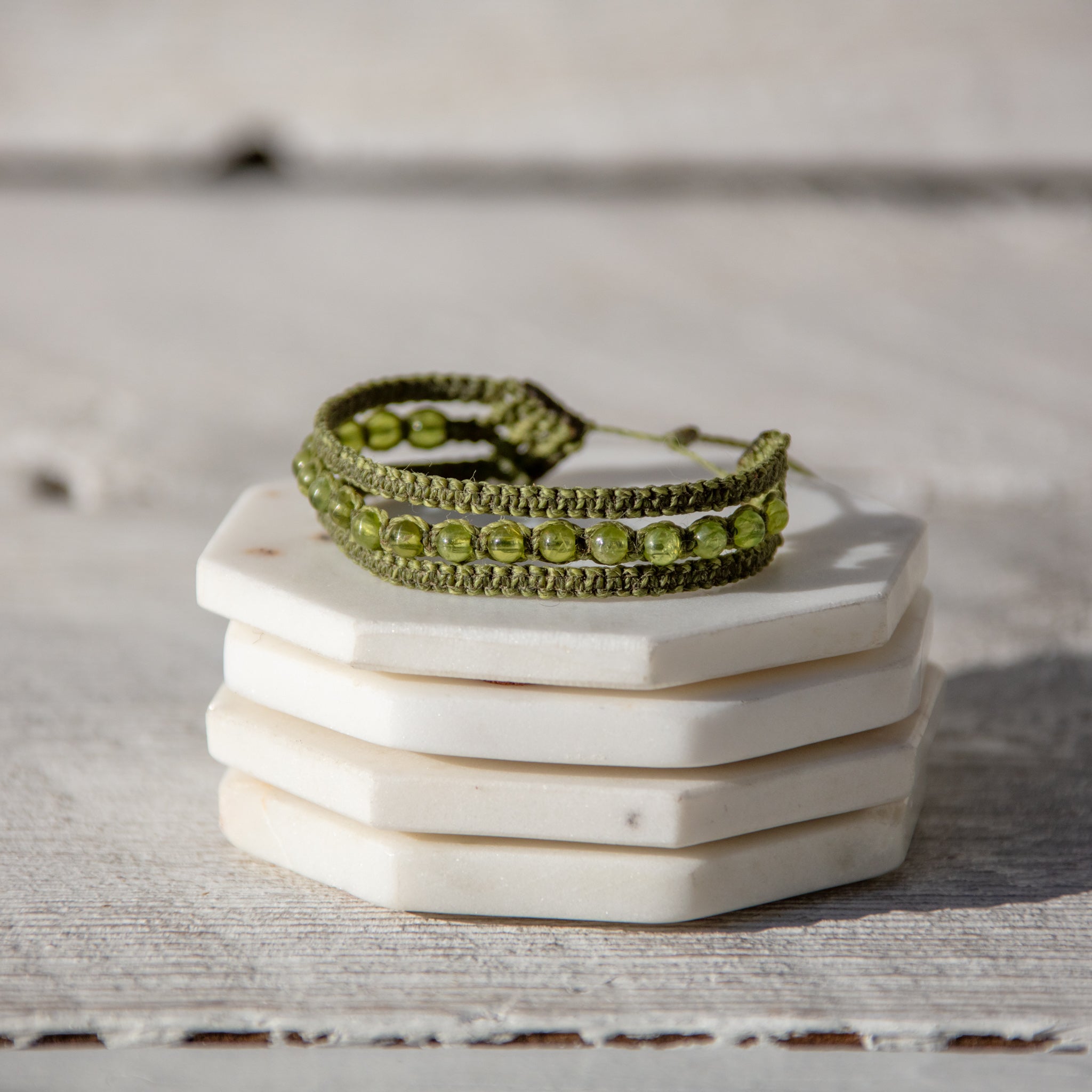 peridot earthy embrace bracelet