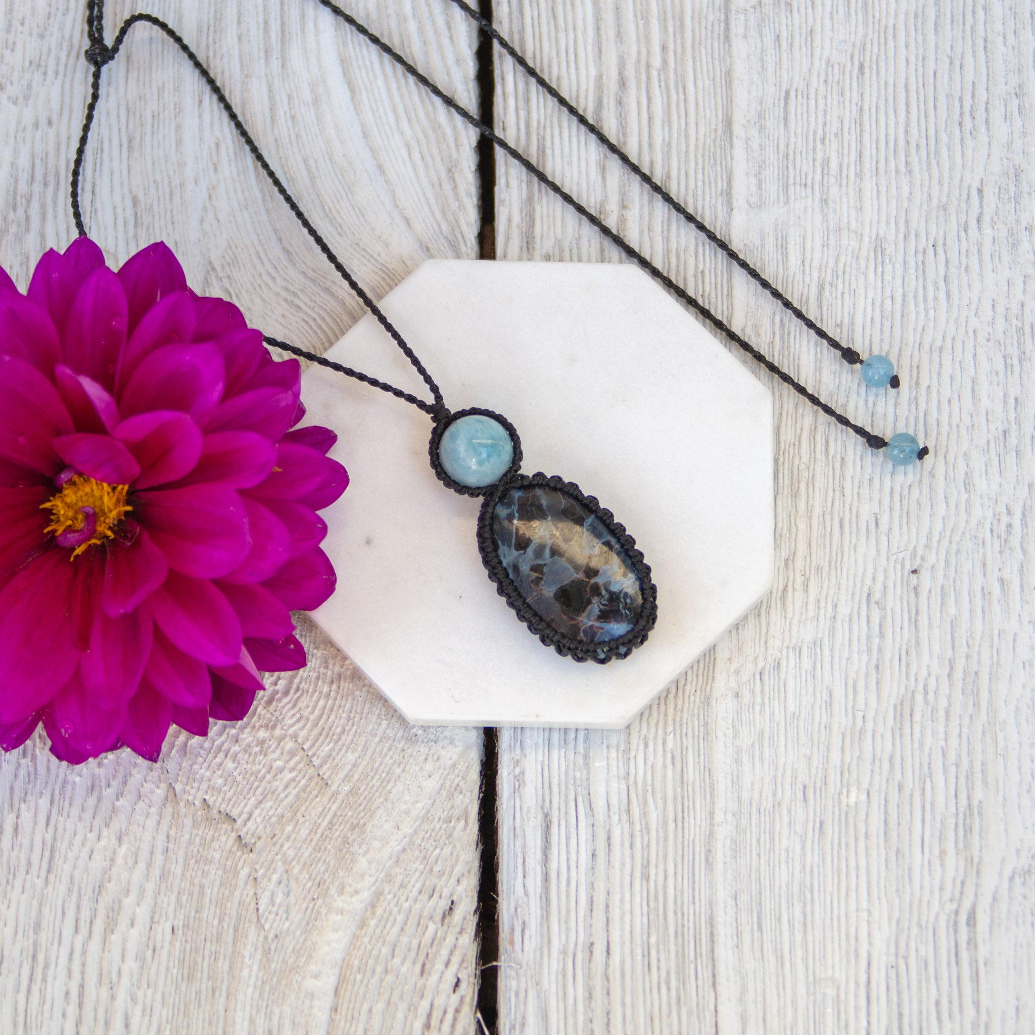 pietersite aquamarine mystic duet necklace