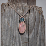 Pink Opal & Storm Aquamarine Mystic Duet Necklace