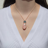 Pink Opal & Storm Aquamarine Mystic Duet Necklace