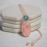 Pink Opal & Storm Aquamarine Mystic Duet Necklace