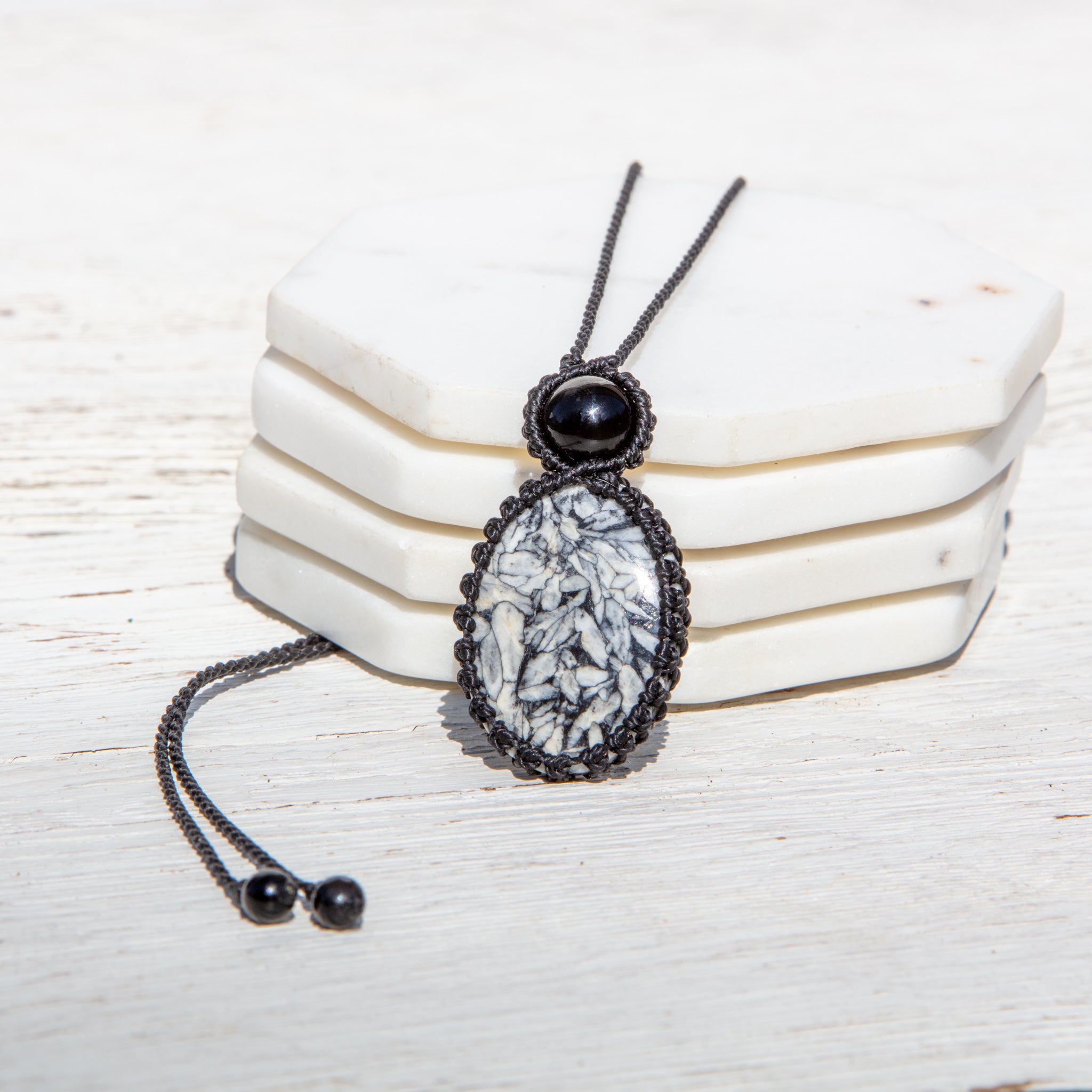 pinolith black tourmaline mystic duet necklace