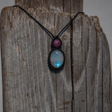 Rainbow Moonstone & Ruby Mystic Duet Necklace