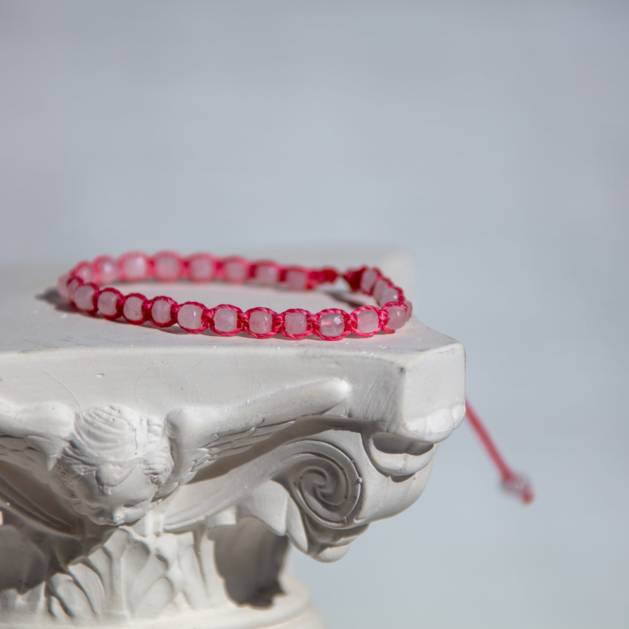rose quartz beads bling bijou bracelet