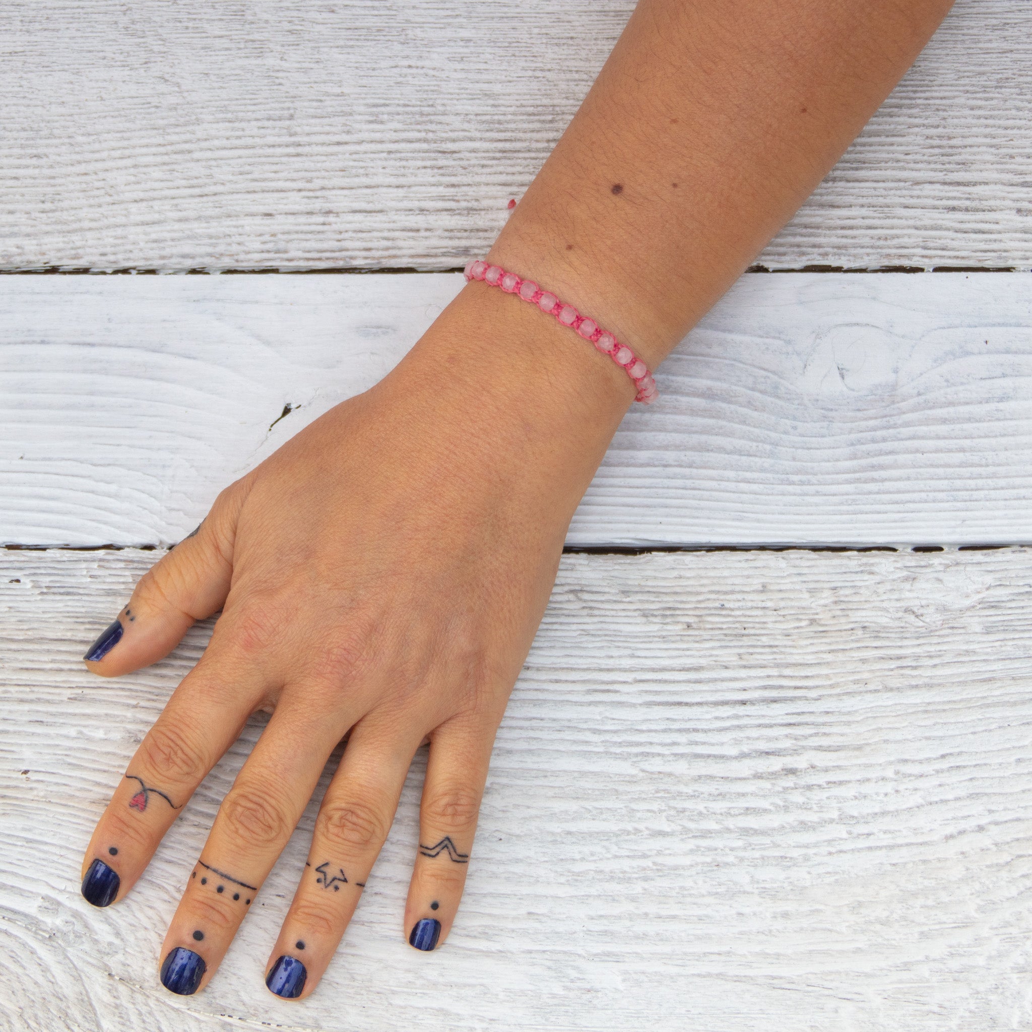 rose quartz beads bling bijou bracelet