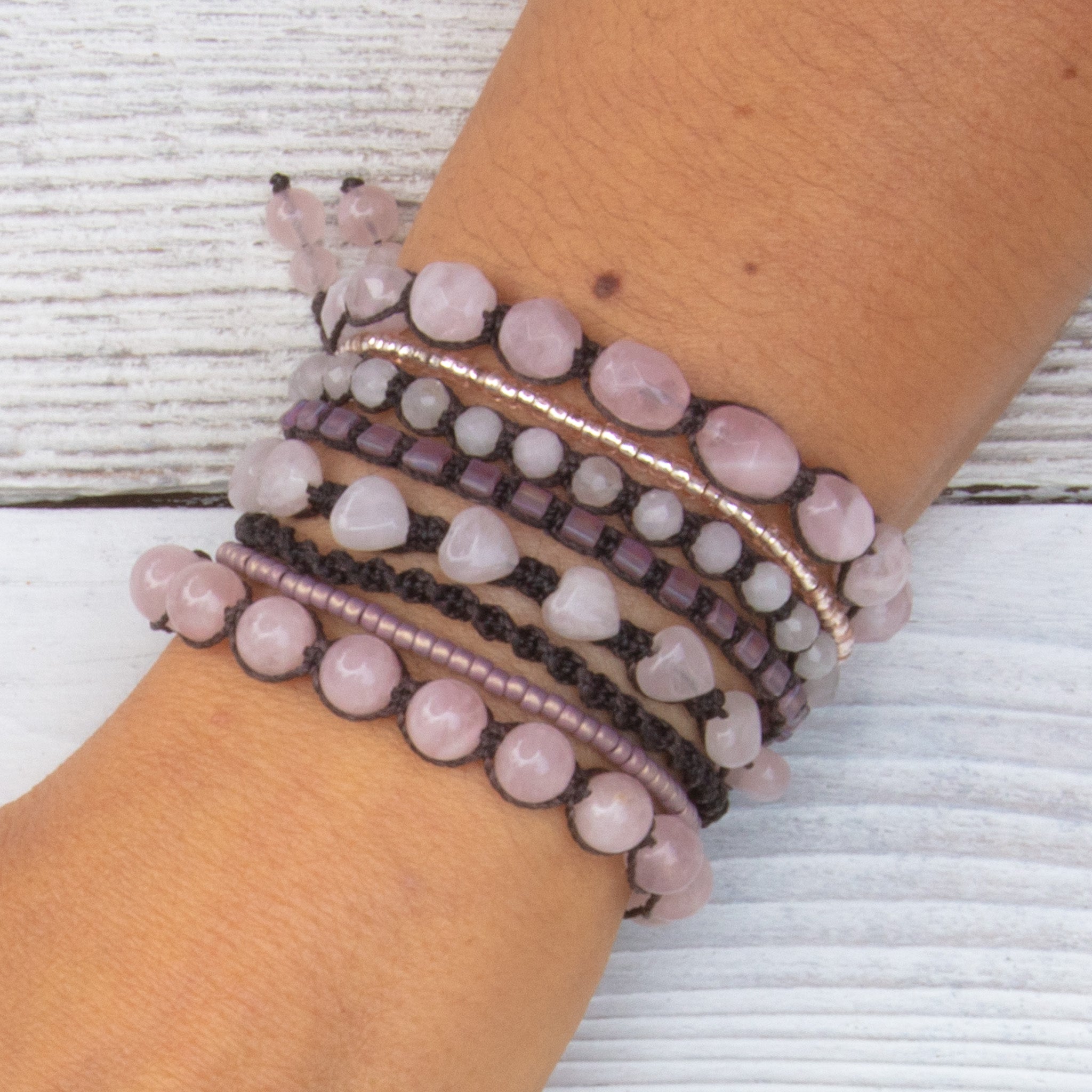 rose quartz never too much bracelet piece
