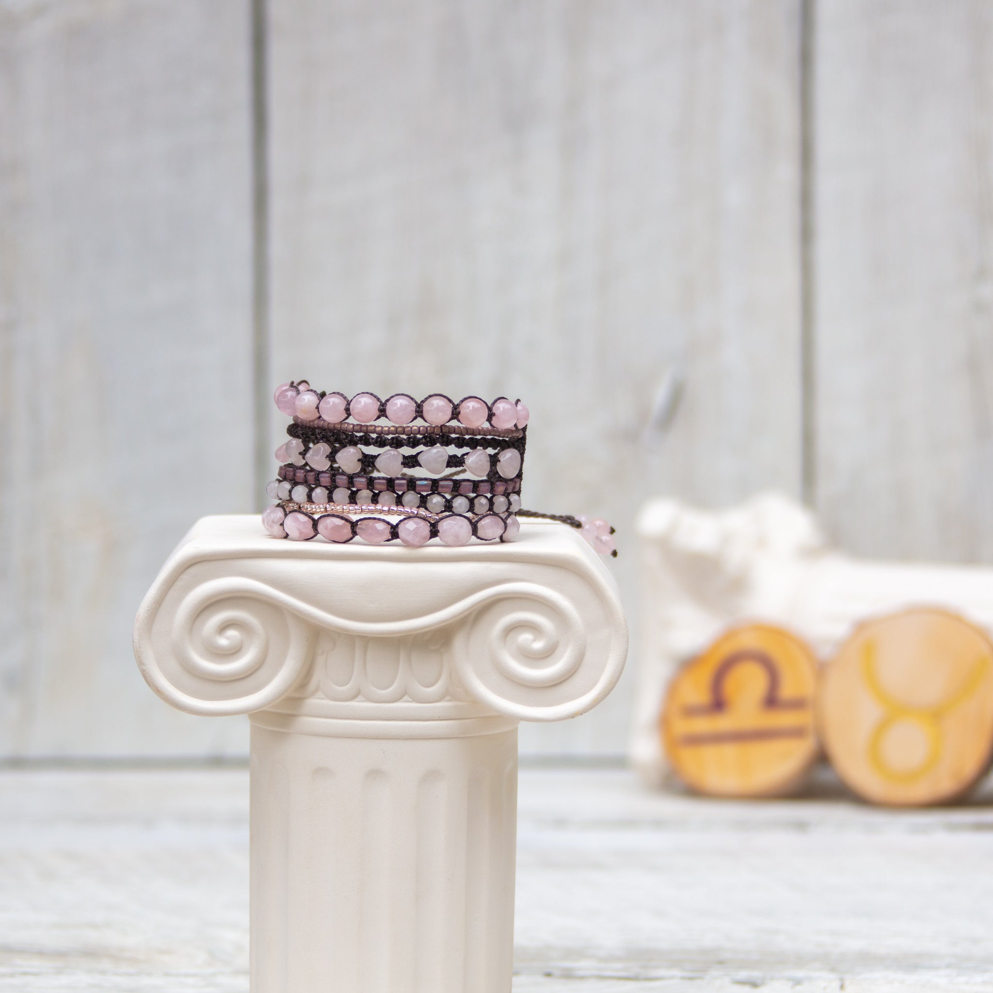 rose quartz never too much bracelet
