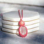 rose quartz pink opal stone necklace