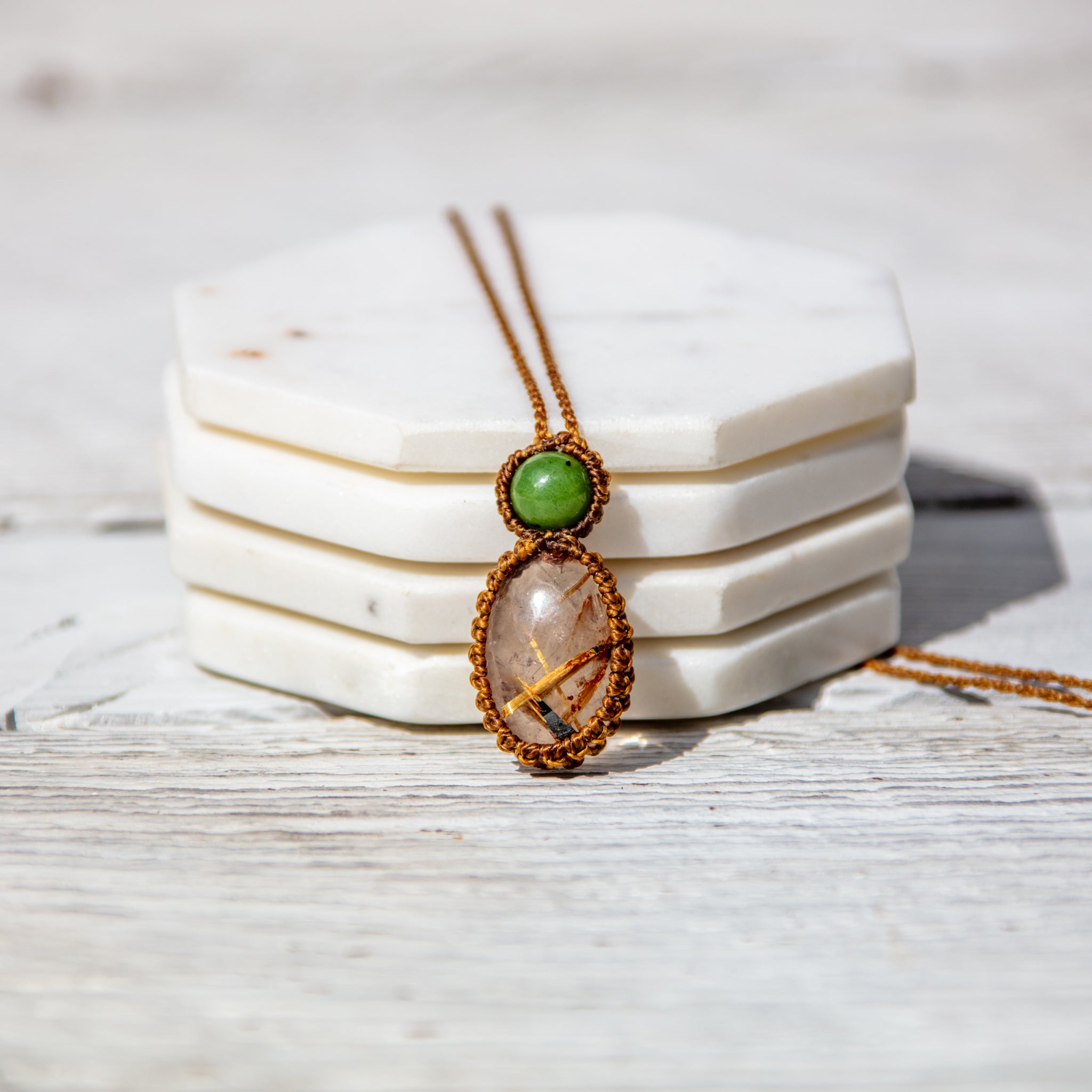 agatized coral mystic duet necklace
