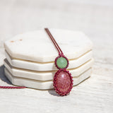 strawberry quartz aventurine mystic duet necklace piece
