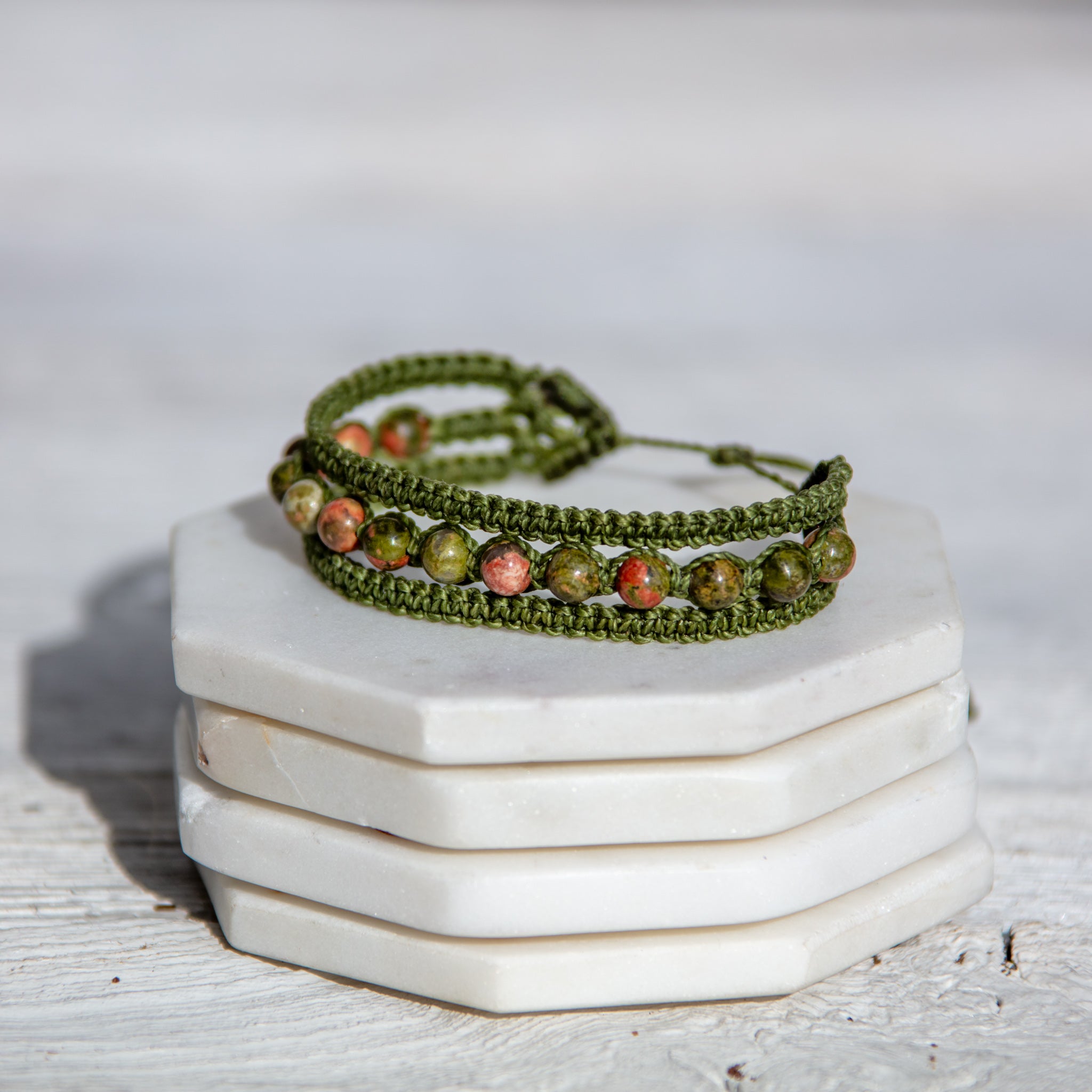 unakite crystal earthy embrace bracelet